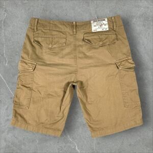 True Religion Cargo Tan Size 34 Y2K Baggy Utility Pockets Khaki Shorts